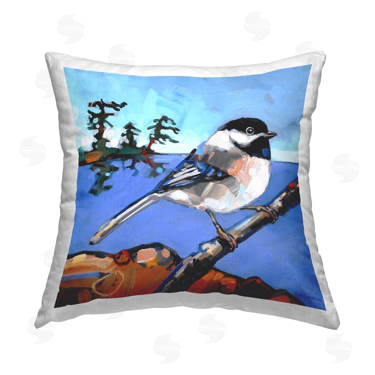 Adam Swanson Swallow Bird Perched Printed Plush Polyester Throw Pillow