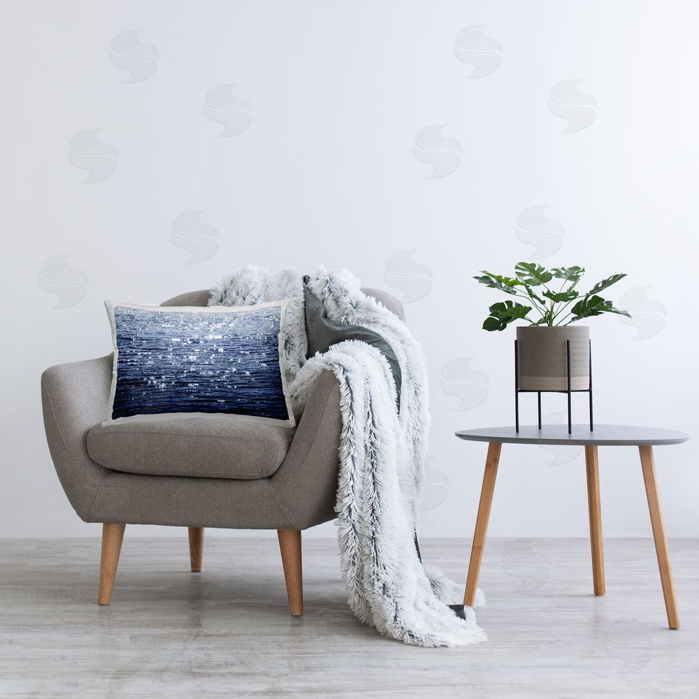 Maggie Olsen Sun Reflecting on Sea Printed Plush Polyester Throw Pillow On Chair