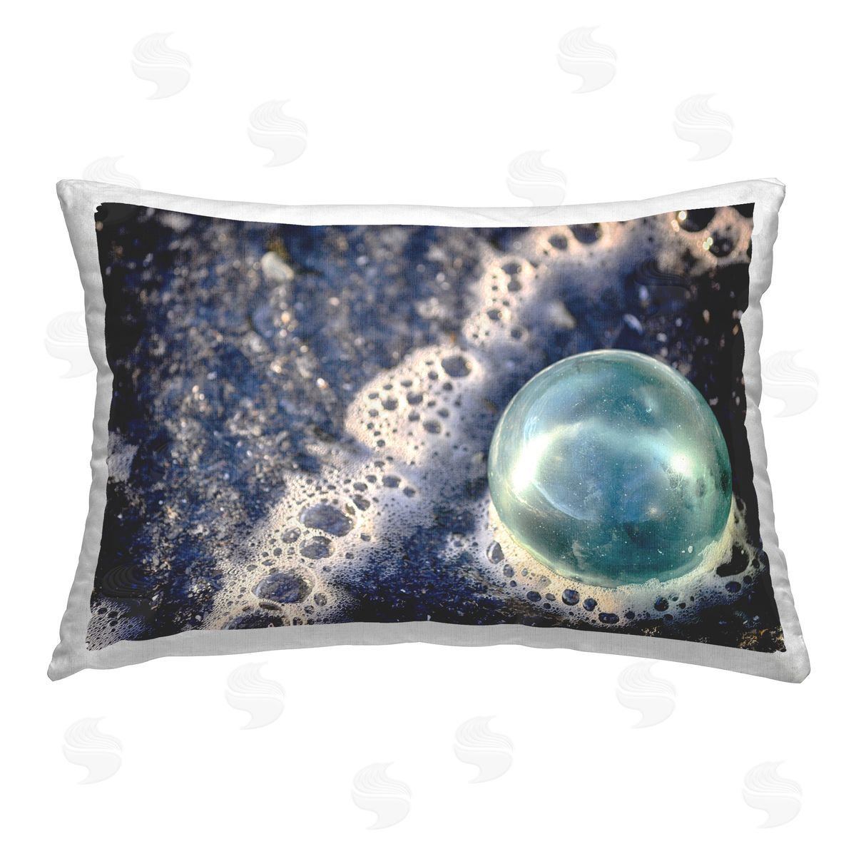 Savanah Plank Beach Foam & Bubble Printed Plush Polyester Throw Pillow