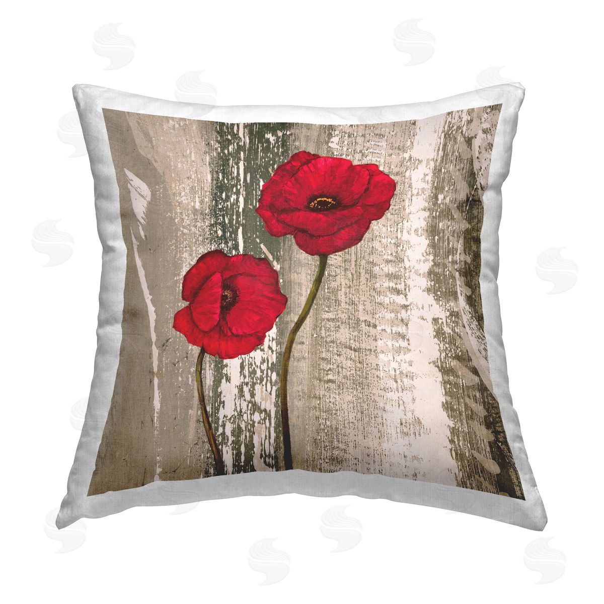 Brian Foster Rustic Red Anemones Printed Plush Polyester Throw Pillow