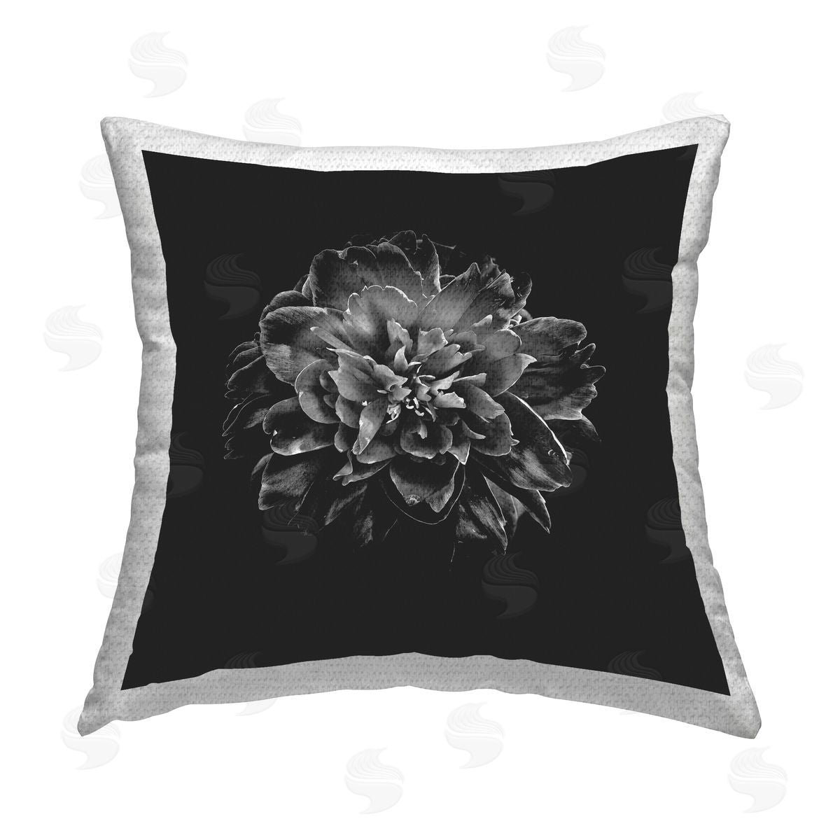 Brian Carson Dark Carnation on Black Outdoor Quick-Dry Polyester Printed Throw Pillow