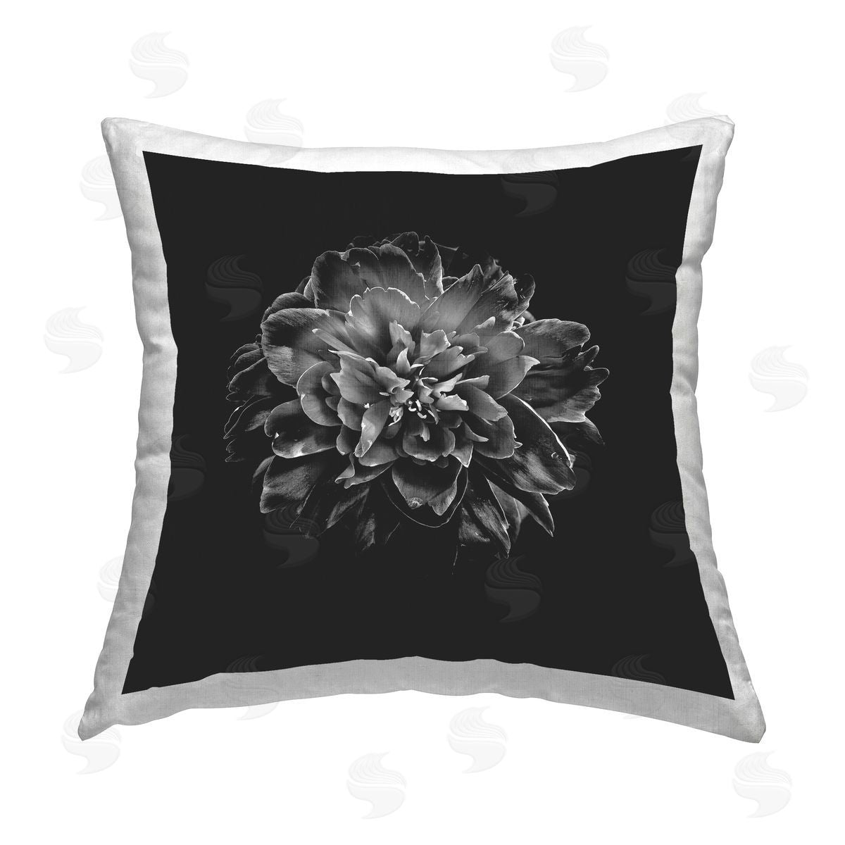 Brian Carson Dark Carnation on Black Printed Plush Polyester Throw Pillow