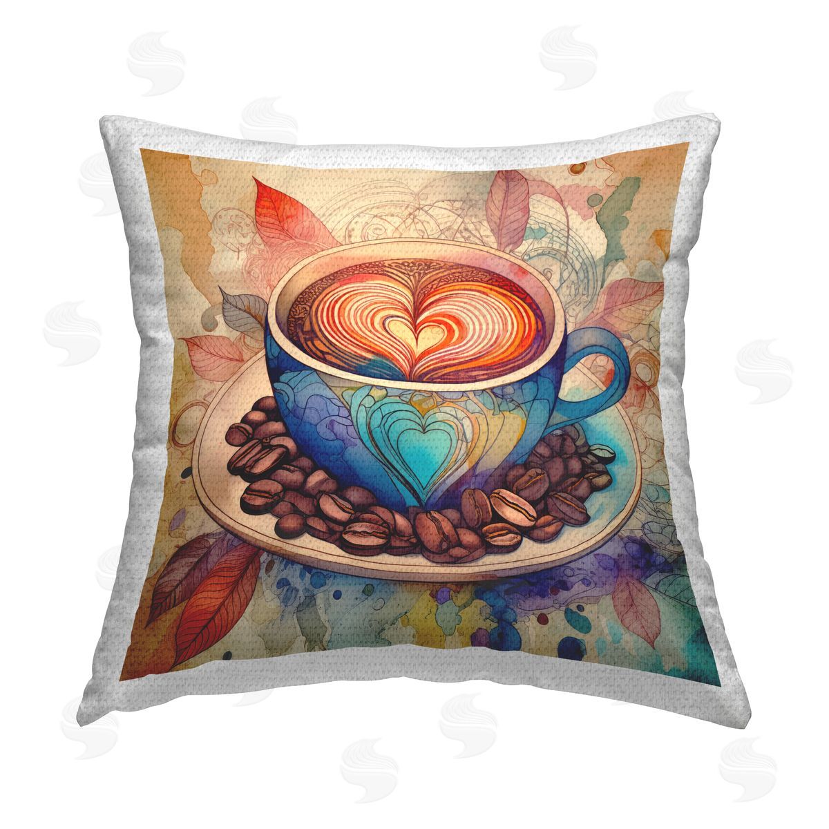 Alina Georgescu Coffee Beans & Latte Outdoor Quick-Dry Polyester Printed Throw Pillow