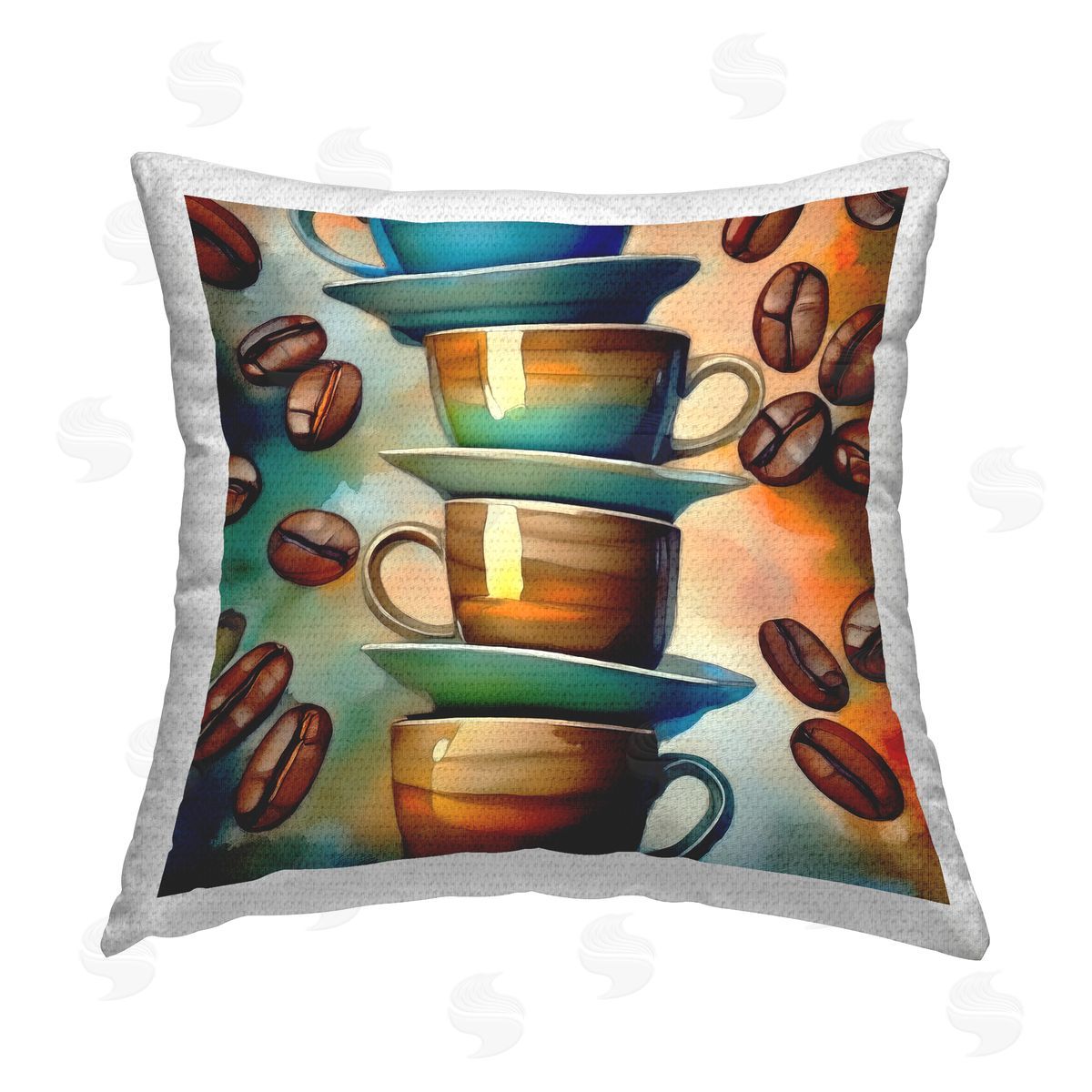 Alina Georgescu Ceramic Teacups & Coffee Outdoor Quick-Dry Polyester Printed Throw Pillow