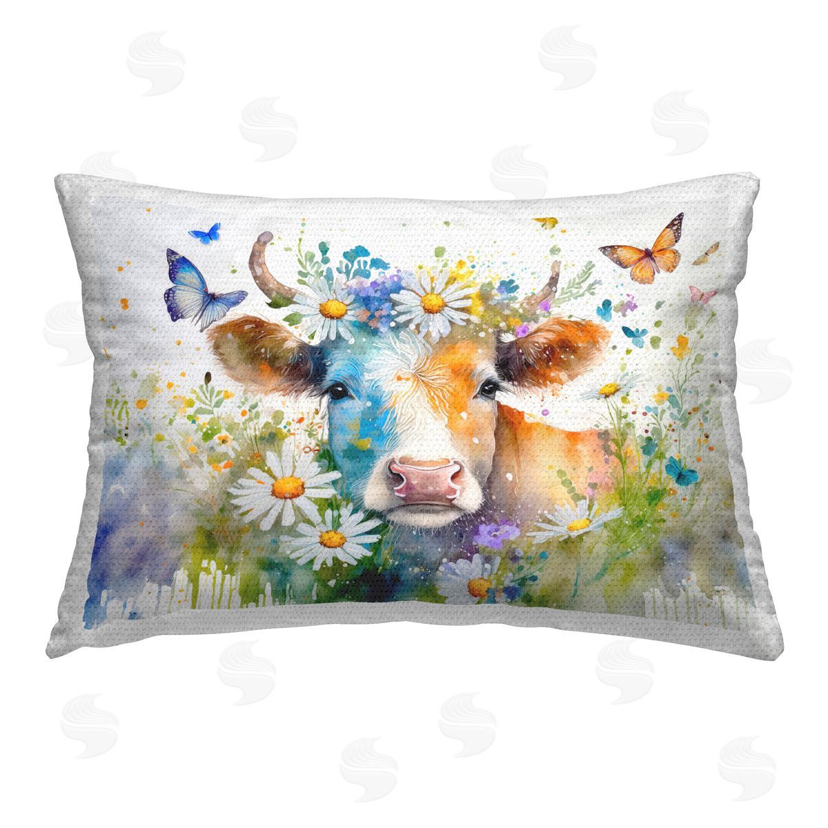 Alina Georgescu Modern Cottage Cow Outdoor Quick-Dry Polyester Printed Throw Pillow