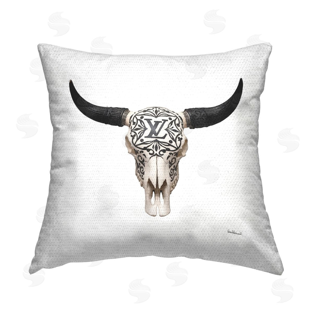 Amanda Greenwood Southwestern Glam Skull Outdoor Quick-Dry Polyester Printed Throw Pillow