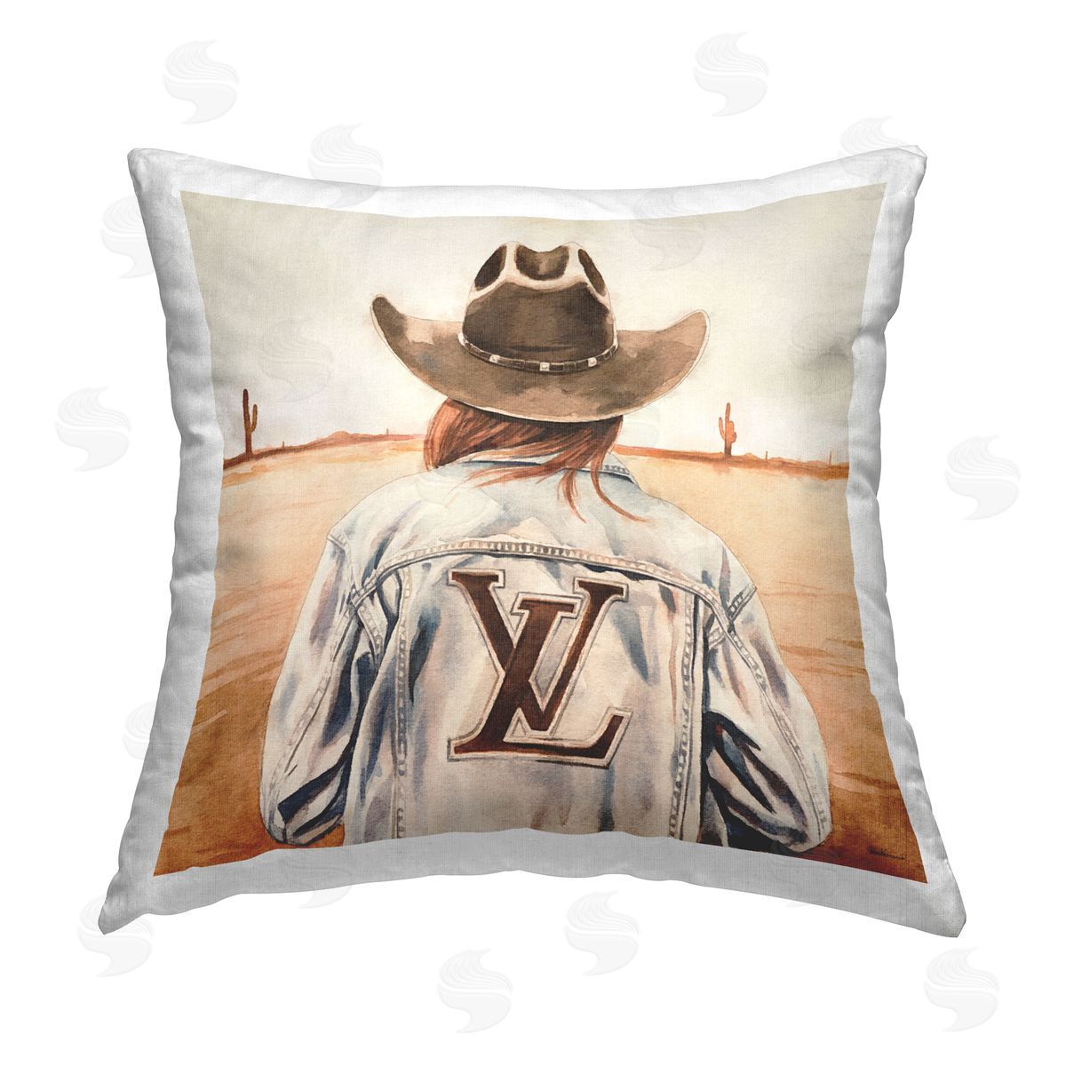 Amanda Greenwood Desert Cowgirl Fashion Brand Printed Plush Polyester Throw Pillow