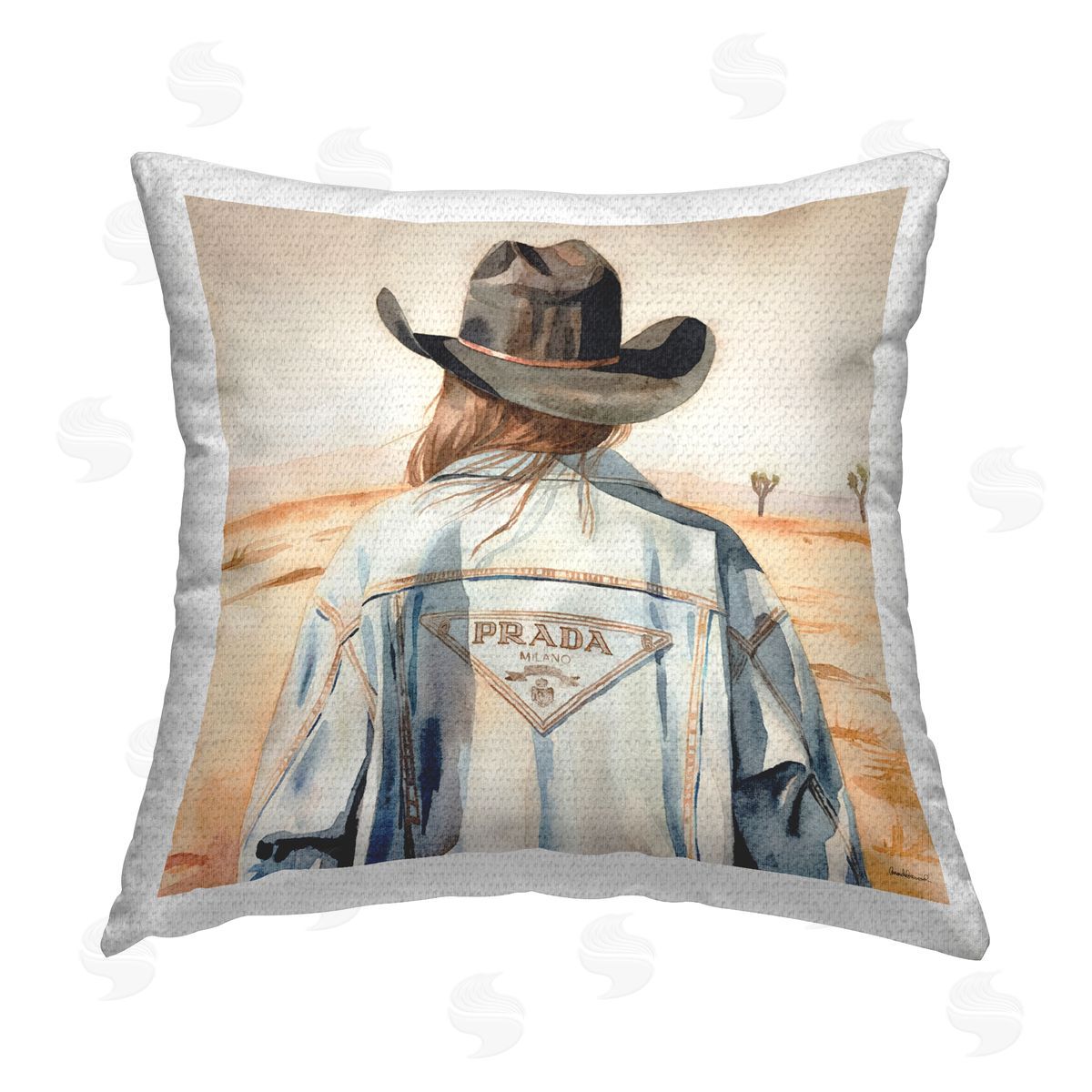 Amanda Greenwood Glam Desert Cowgirl Outdoor Quick-Dry Polyester Printed Throw Pillow