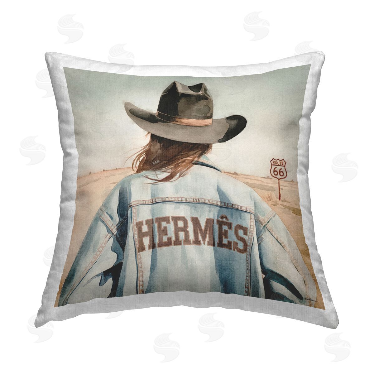 Amanda Greenwood Trendy Cowgirl in Desert Printed Plush Polyester Throw Pillow