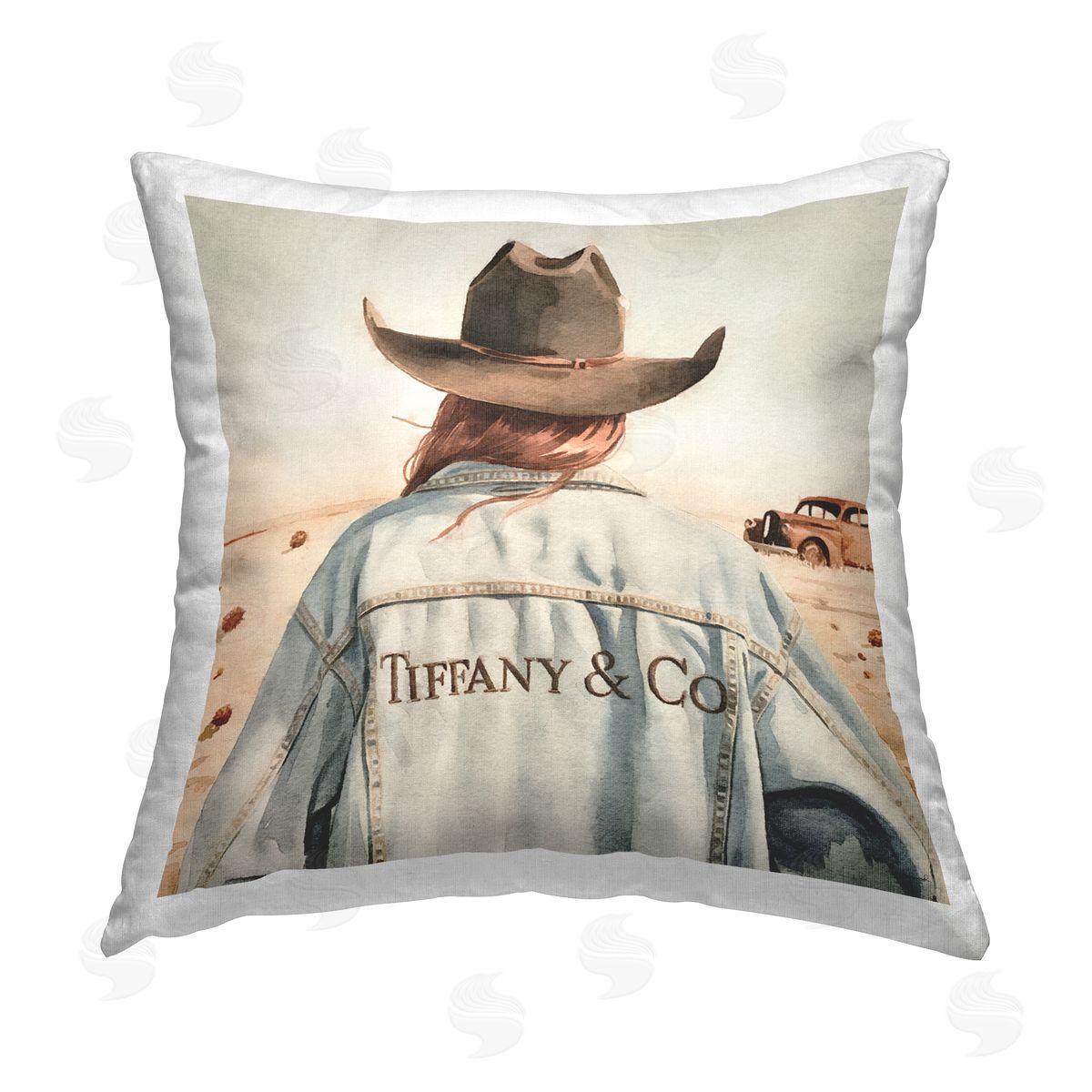 Amanda Greenwood Trendy Brunette Cowgirl Printed Plush Polyester Throw Pillow