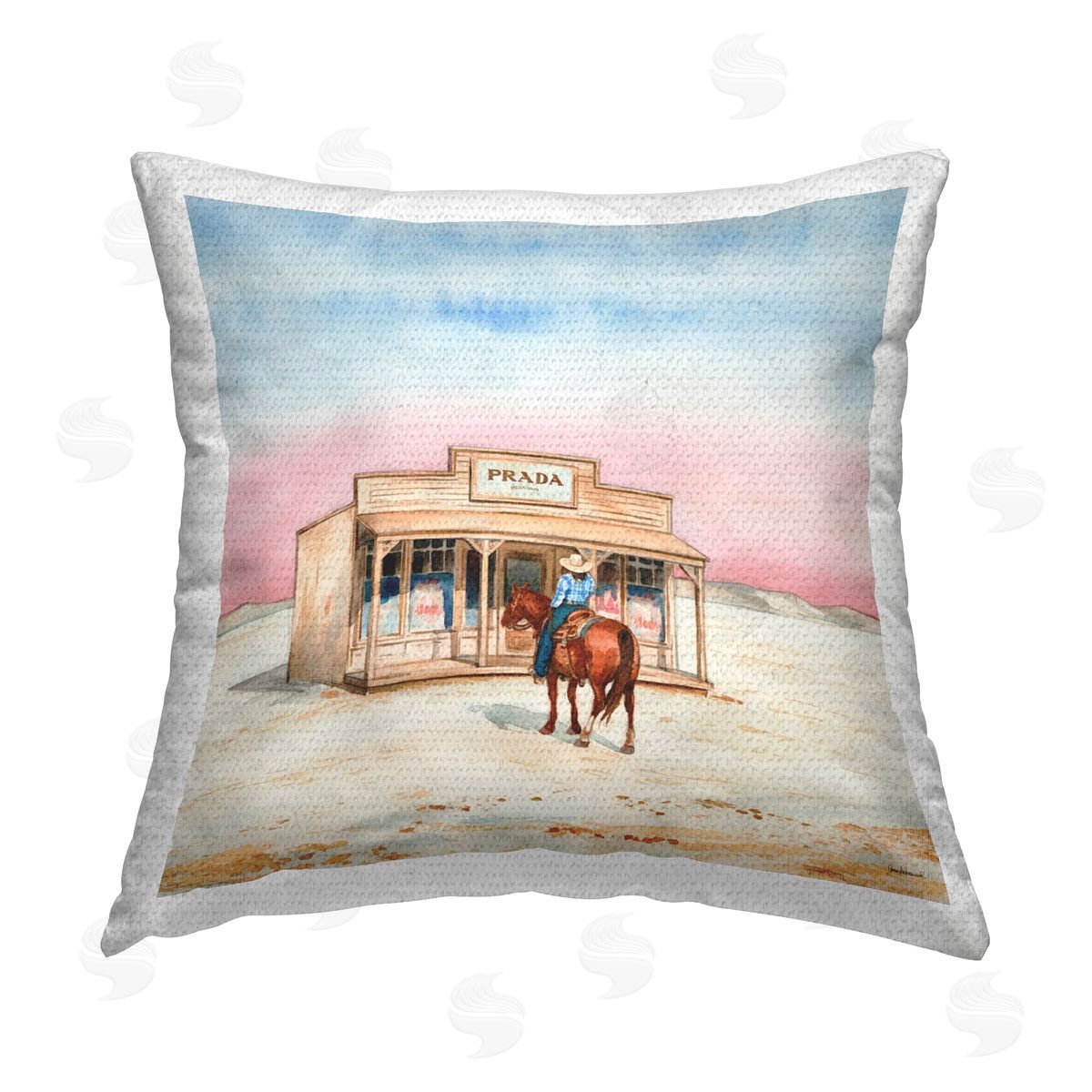 Amanda Greenwood Cowgirl at Desert Shop Outdoor Quick-Dry Polyester Printed Throw Pillow