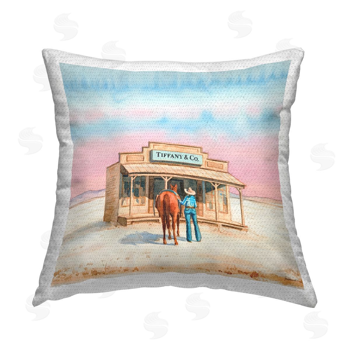 Amanda Greenwood Fashionista Cowgirl in Desert Outdoor Quick-Dry Polyester Printed Throw Pillow