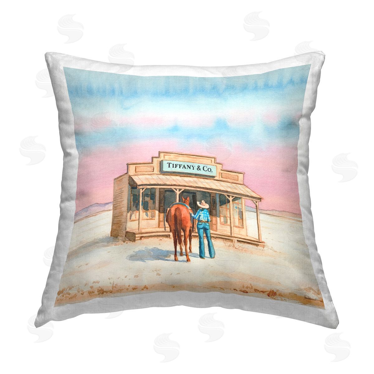 Amanda Greenwood Fashionista Cowgirl in Desert Printed Plush Polyester Throw Pillow