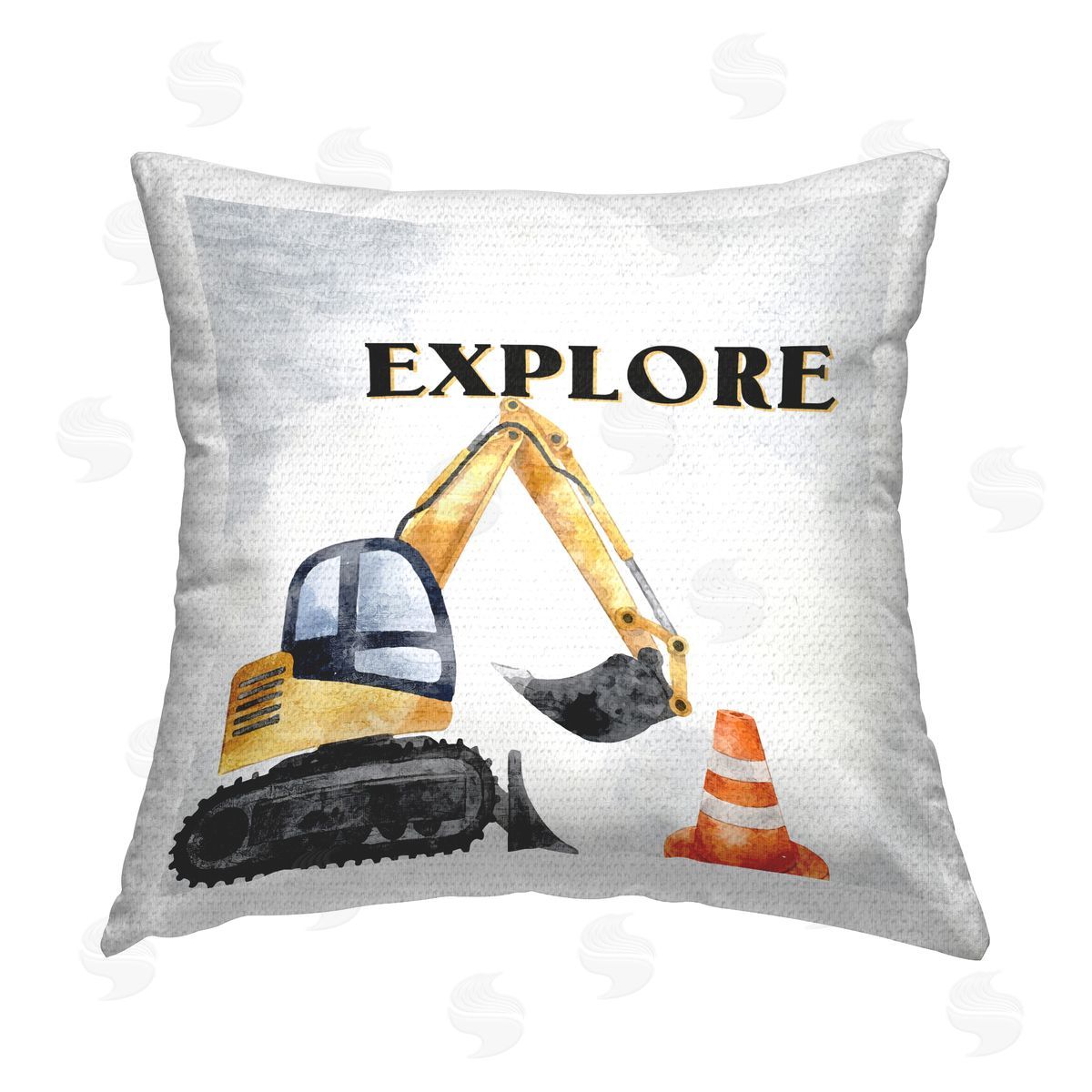 Kim Allen Explore Construction Vehicle Outdoor Quick-Dry Polyester Printed Throw Pillow