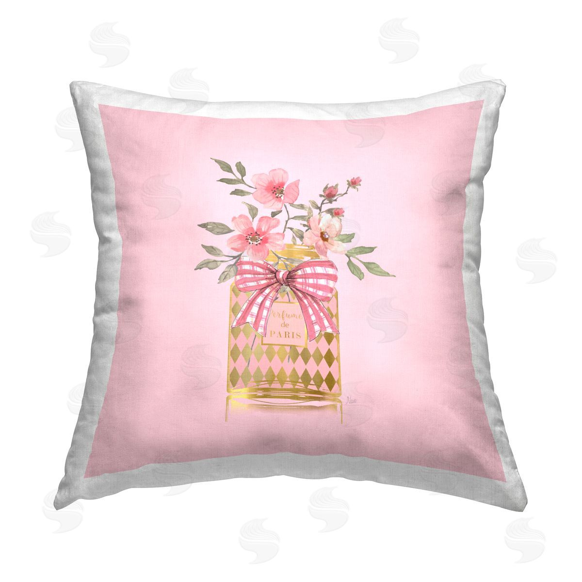 Nan Perfume Bouquet Florals Printed Plush Polyester Throw Pillow