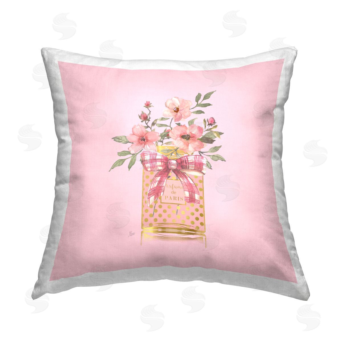 Nan Wildflower Perfume Bouquet Printed Plush Polyester Throw Pillow