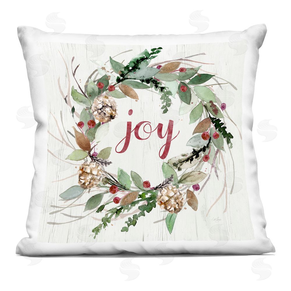 Stella Chang Joy Seasonal Wreath Printed Plush Polyester Throw Pillow