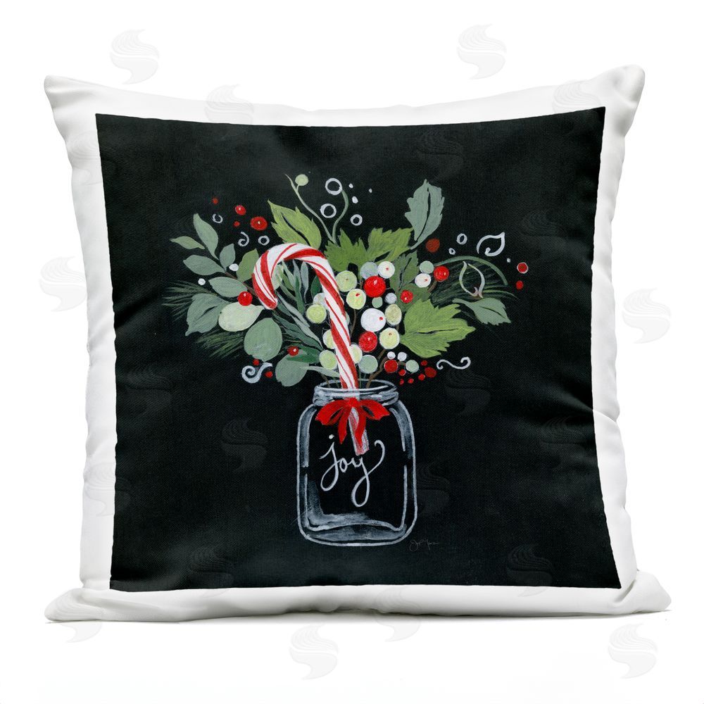Janet Tava Joy Candy Cane Jar Outdoor Quick-Dry Polyester Printed Throw Pillow