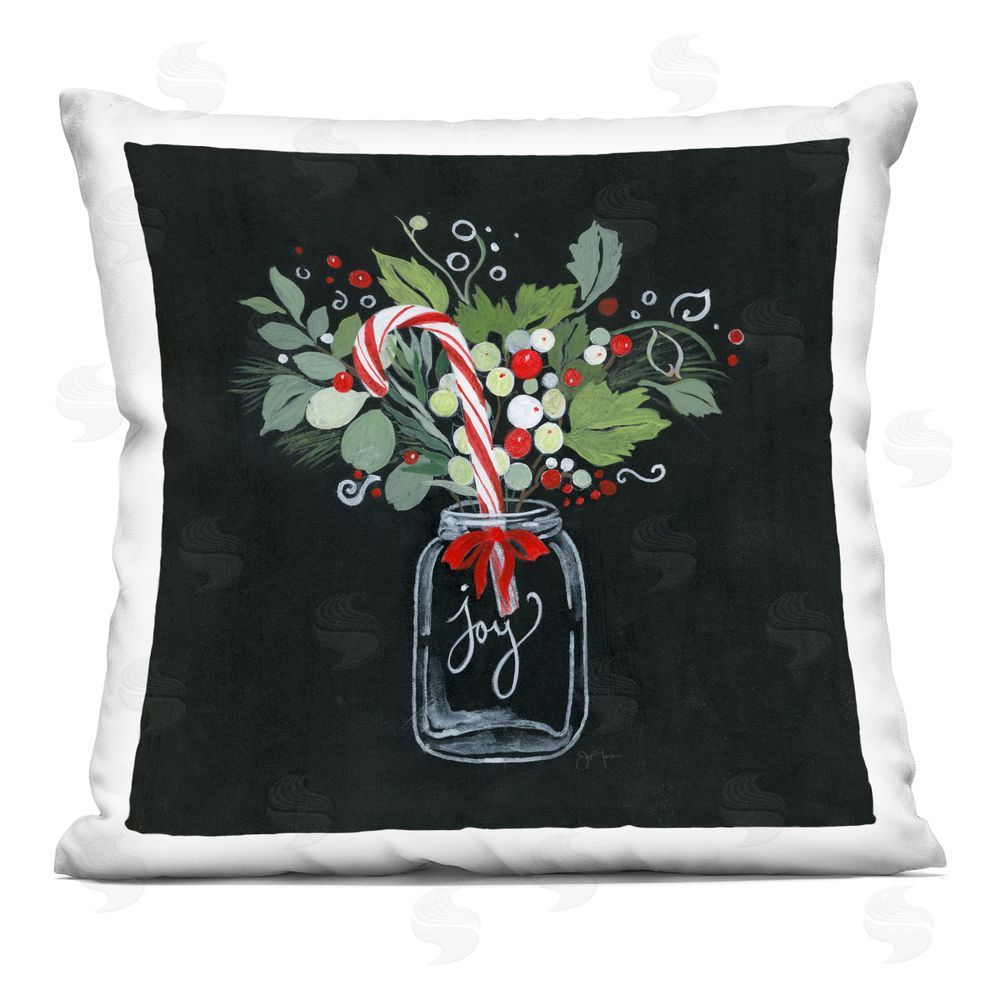 Janet Tava Joy Candy Cane Jar Printed Plush Polyester Throw Pillow