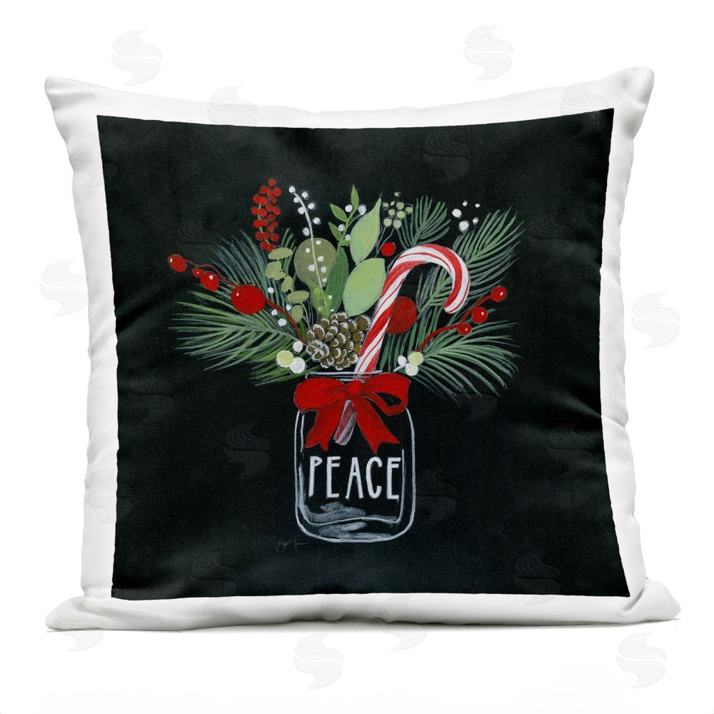 Janet Tava Peace Candy Cane Jar Outdoor Quick-Dry Polyester Printed Throw Pillow