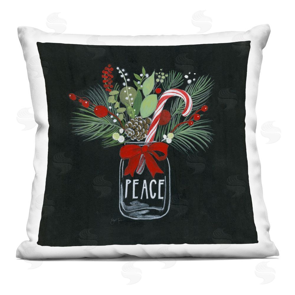 Janet Tava Peace Candy Cane Jar Printed Plush Polyester Throw Pillow