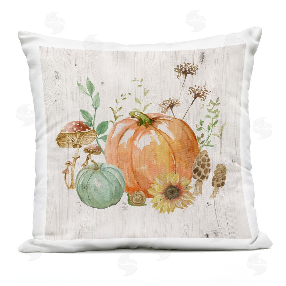 Nan Autumn Pumpkin Mushrooms Outdoor Quick-Dry Polyester Printed Throw Pillow