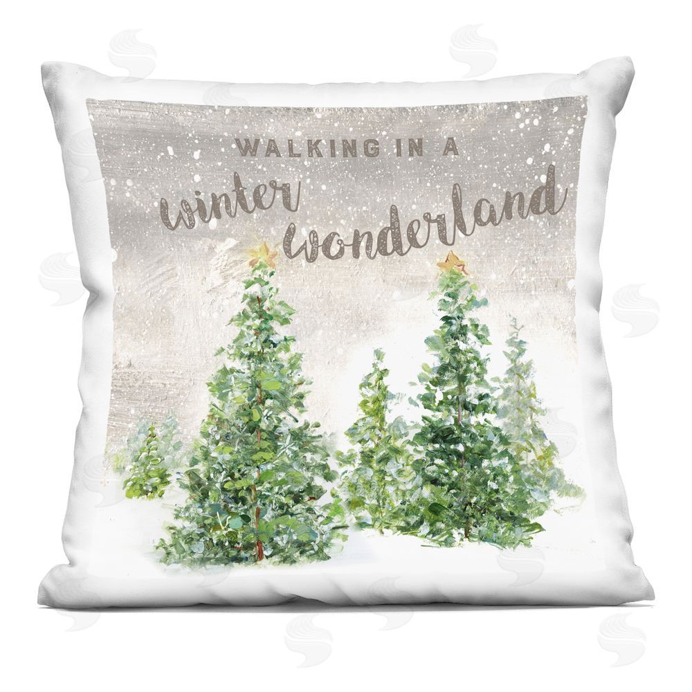 Sally Swatland Winter Wonderland Trees Printed Plush Polyester Throw Pillow