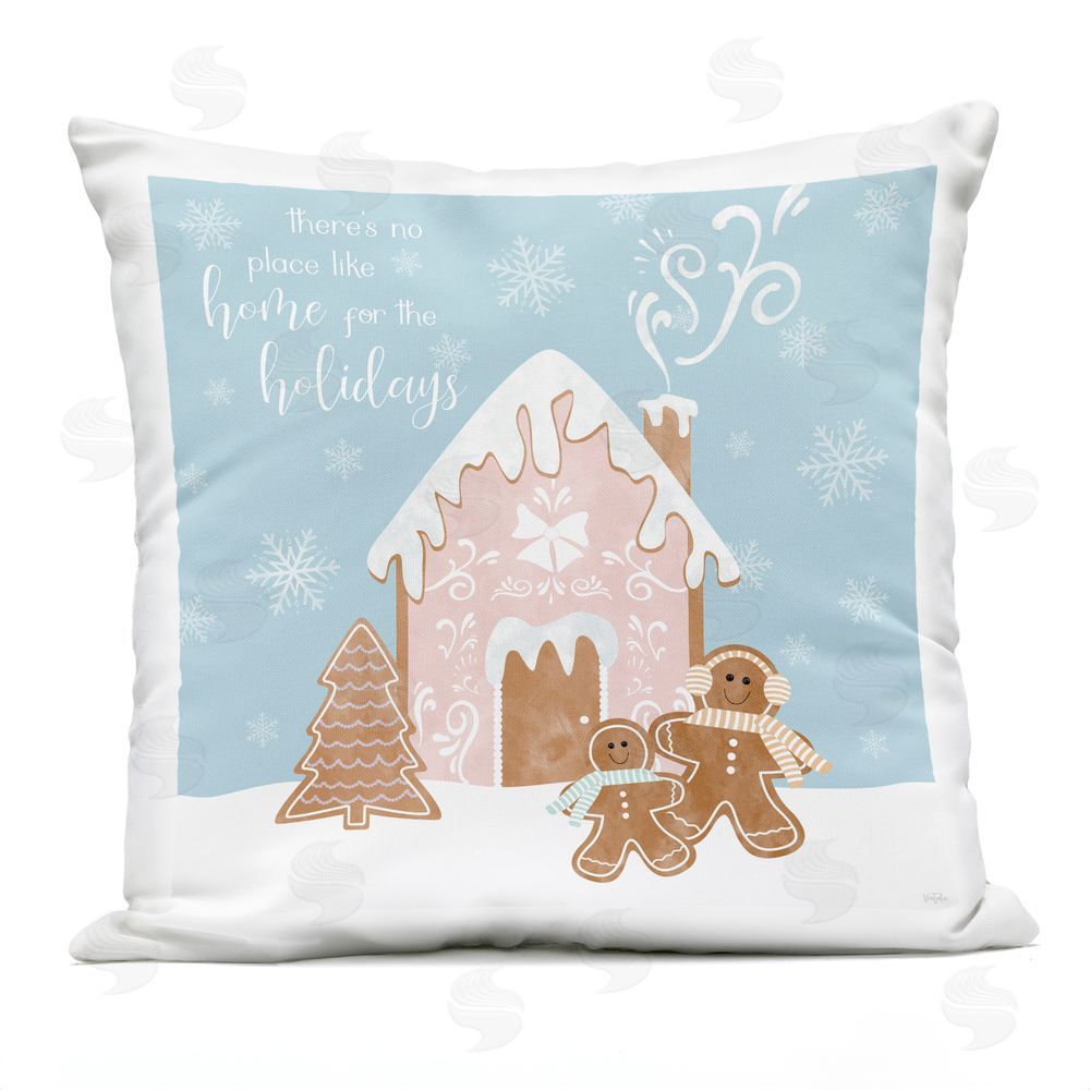 Natalie Carpentieri Holiday Gingerbread Family Outdoor Quick-Dry Polyester Printed Throw Pillow