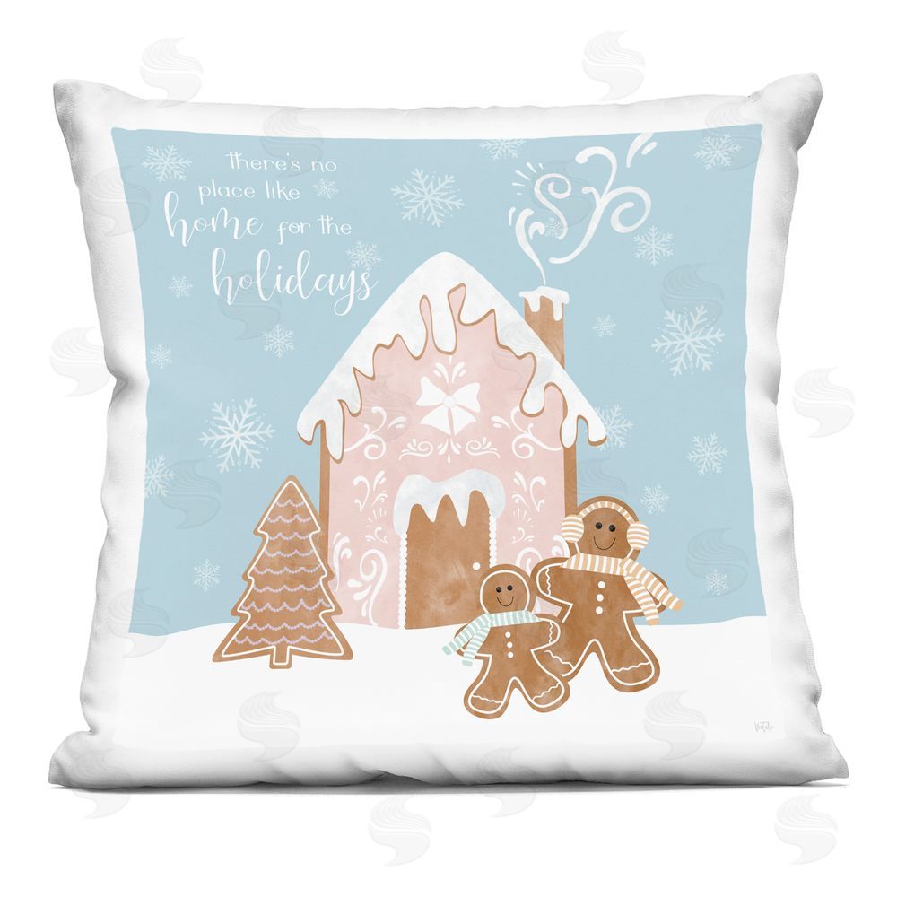 Natalie Carpentieri Holiday Gingerbread Family Printed Plush Polyester Throw Pillow
