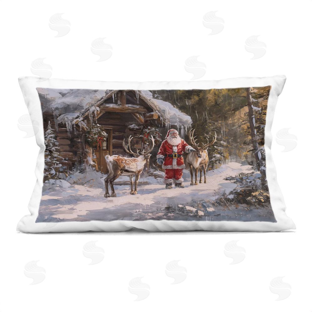 Imagine It Images Traditional Santa by Cabin Printed Plush Polyester Throw Pillow