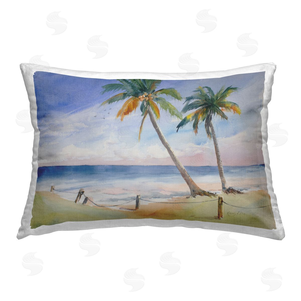 Karin Lind Two Palms Tropics View Printed Plush Polyester Throw Pillow