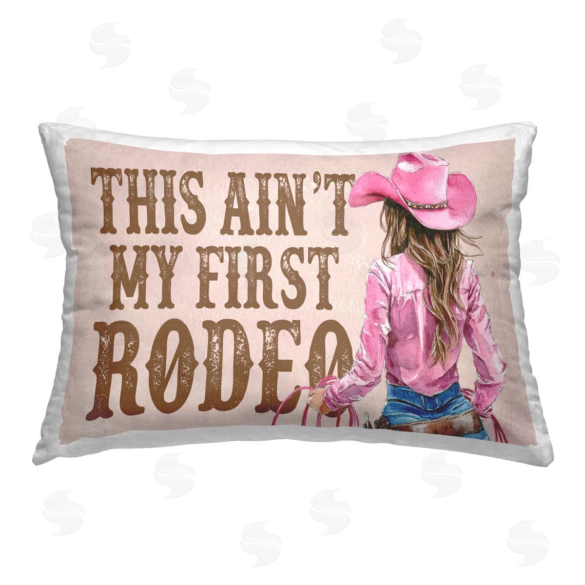 Lettered and Lined Ain't My First Rodeo Girl Printed Plush Polyester Throw Pillow