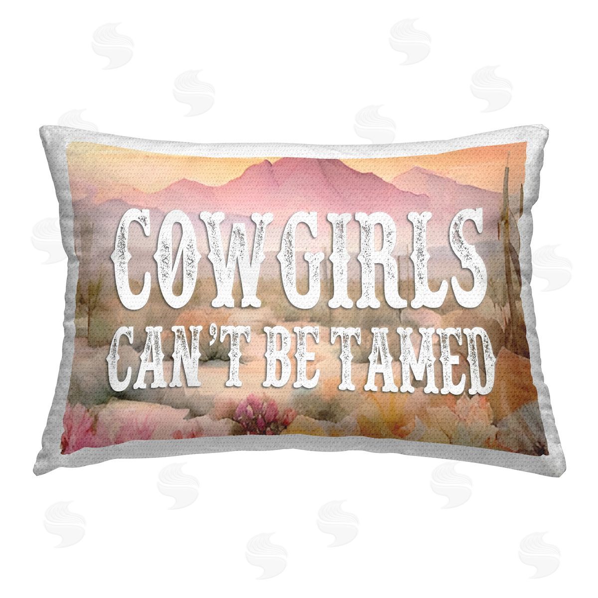 Lettered and Lined Cowgirls Can't Be Tamed Outdoor Quick-Dry Polyester Printed Throw Pillow
