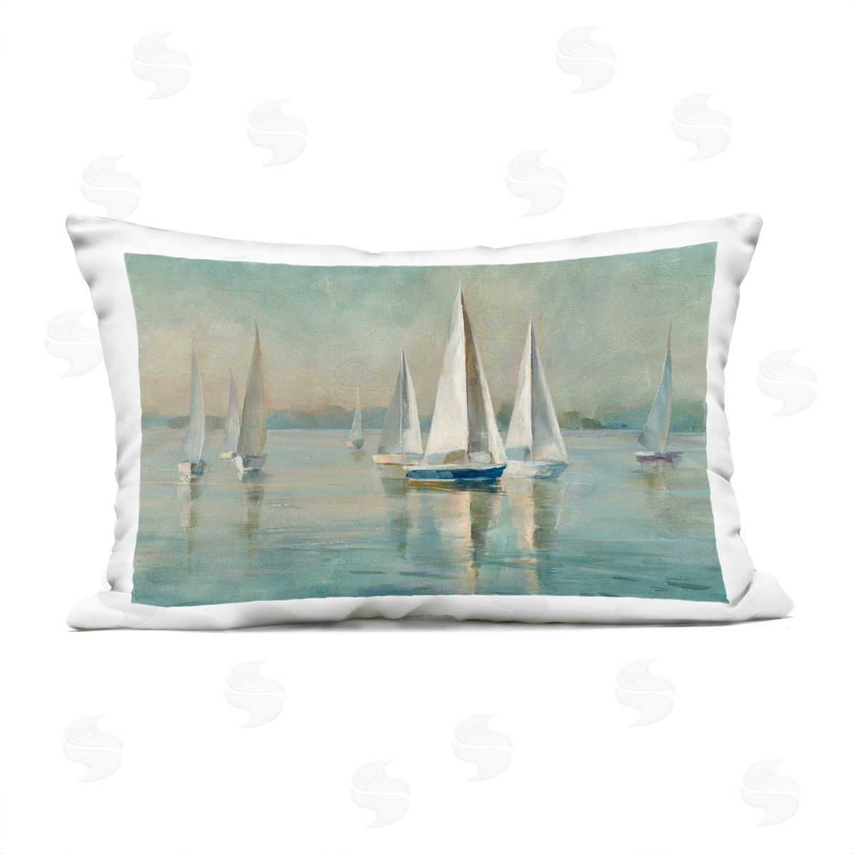 Danhui Nai Sunrise Sailboat Fleet Outdoor Quick-Dry Polyester Printed Throw Pillow