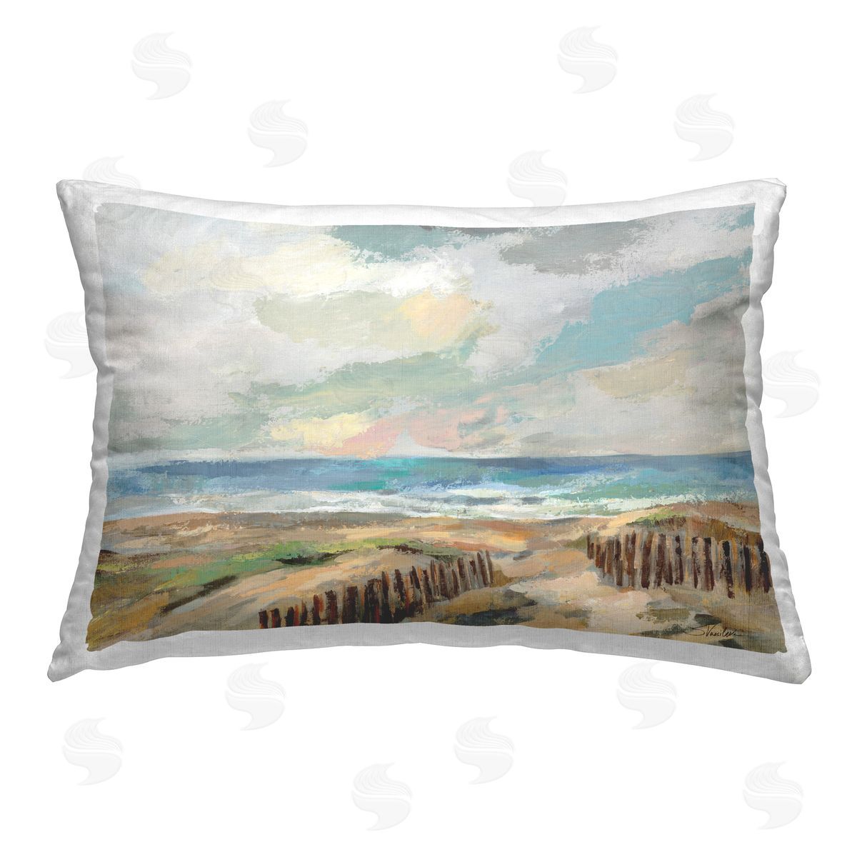 Silvia Vassileva Summer Beach Dunes Printed Plush Polyester Throw Pillow