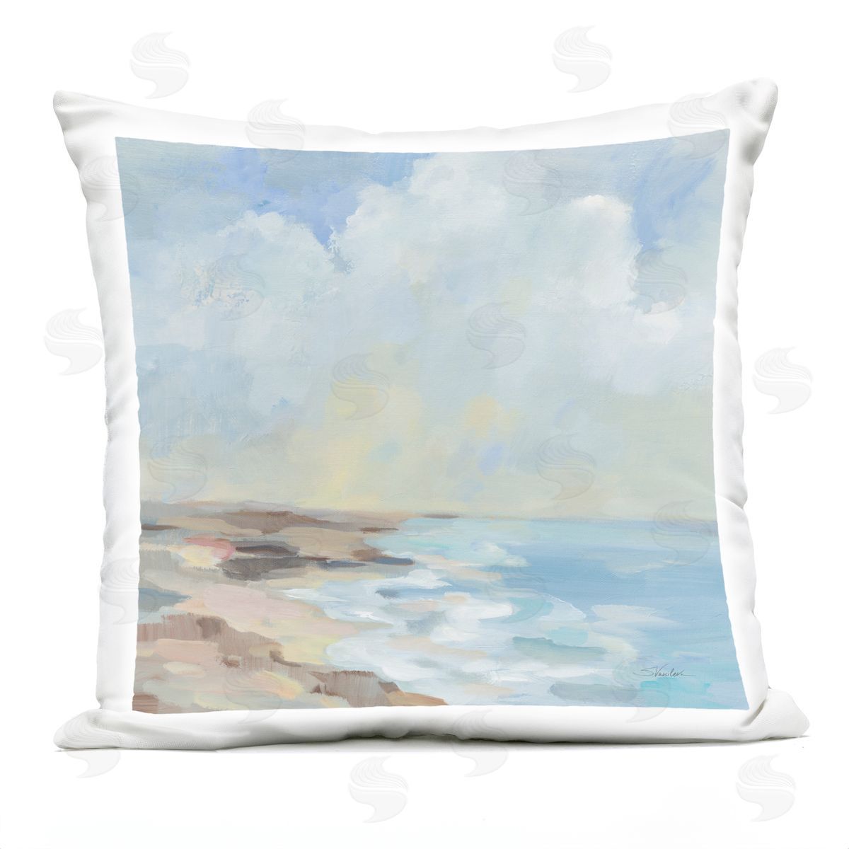 Silvia Vassileva By The Beach Shore Outdoor Quick-Dry Polyester Printed Throw Pillow