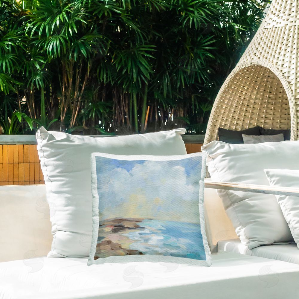 Silvia Vassileva By The Beach Shore Outdoor Quick-Dry Polyester Printed Throw Pillow in Back Yard
