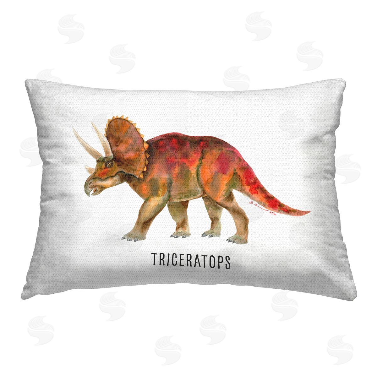 Brett Blumenthal Triceratops Dinosaur Learning Outdoor Quick-Dry Polyester Printed Throw Pillow