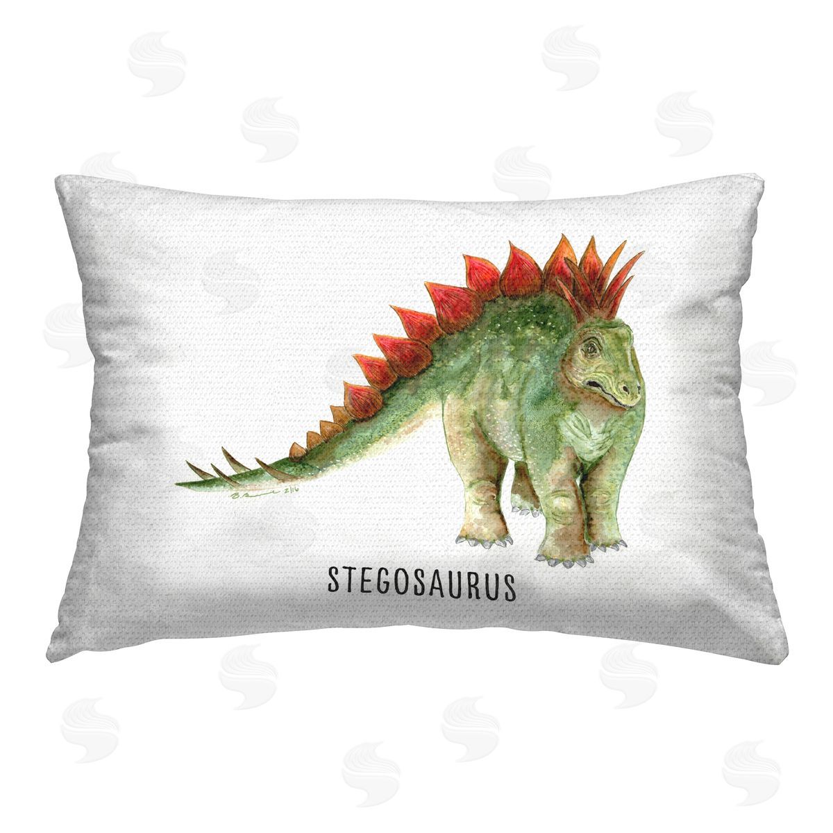 Brett Blumenthal Stegosaurus Dinosaur Learning Outdoor Quick-Dry Polyester Printed Throw Pillow