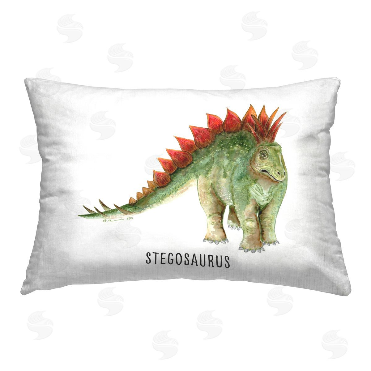 Brett Blumenthal Stegosaurus Dinosaur Learning Printed Plush Polyester Throw Pillow