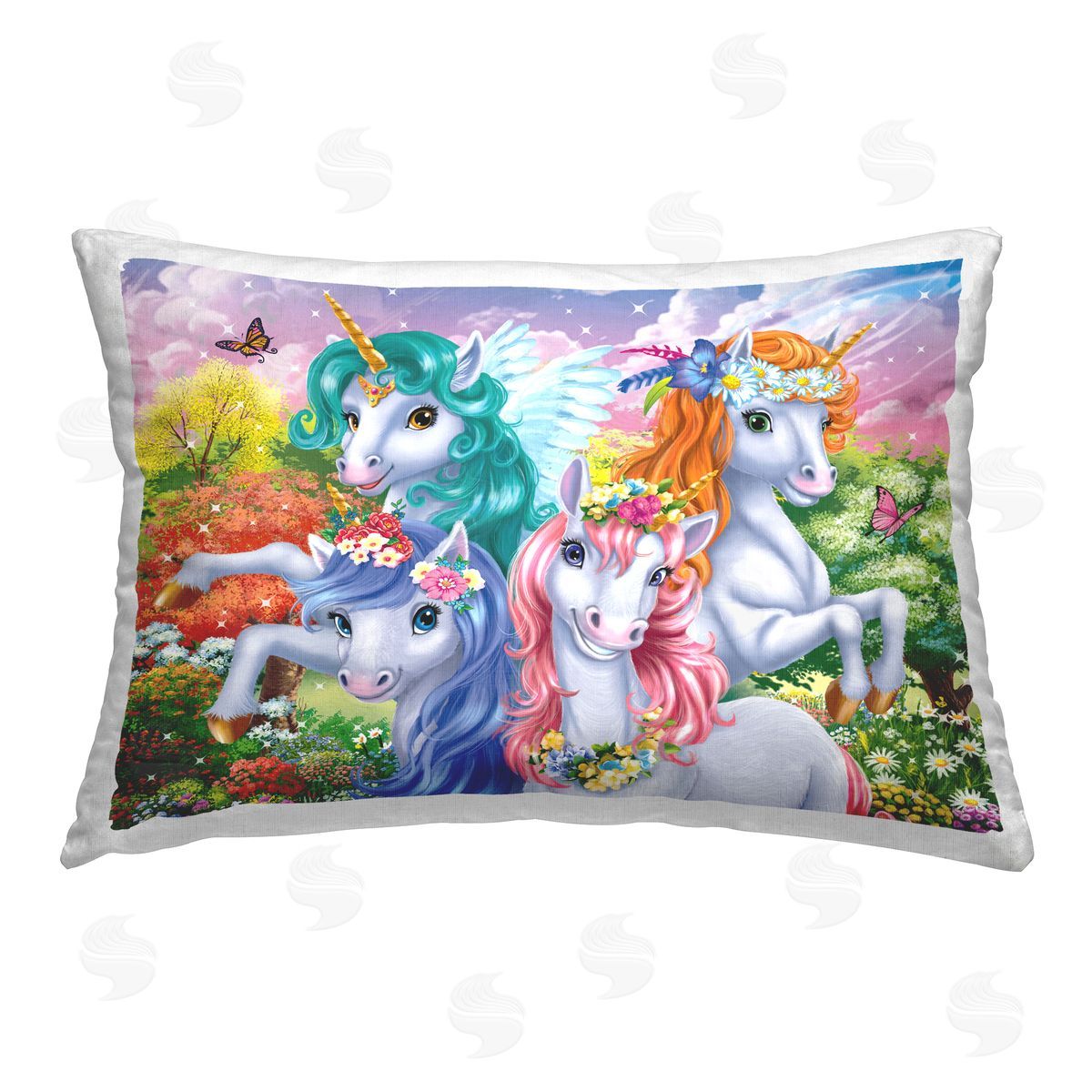 Image World Cute Unicorn Selfie Printed Plush Polyester Throw Pillow