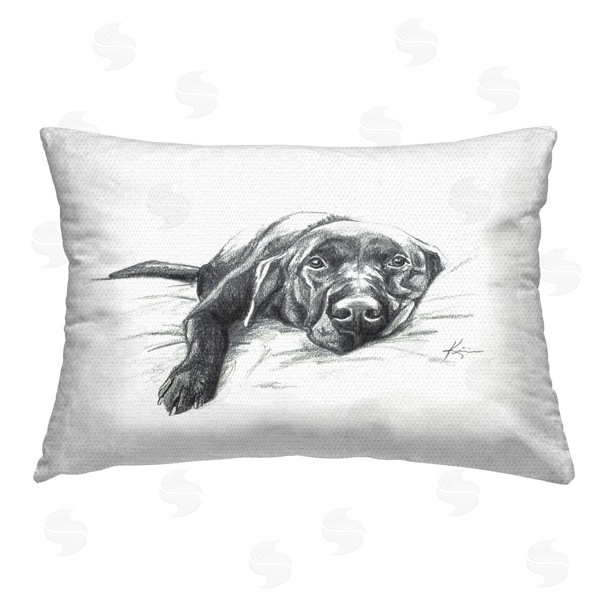Lindsay Kivi Fine Art Naptime Black Labrador Outdoor Quick-Dry Polyester Printed Throw Pillow