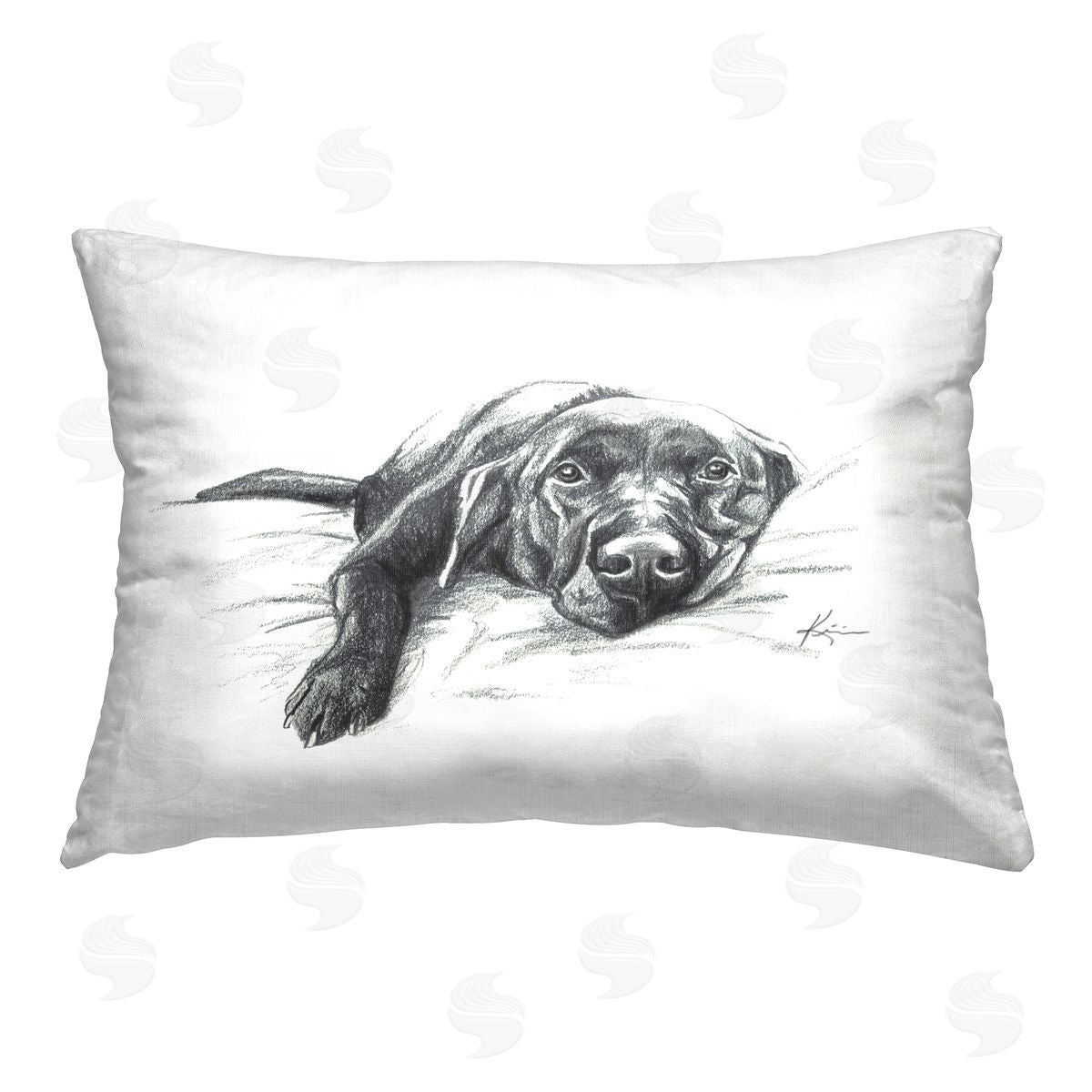 Lindsay Kivi Fine Art Naptime Black Labrador Printed Plush Polyester Throw Pillow