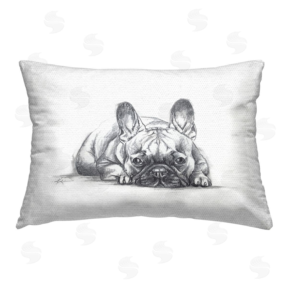 Lindsay Kivi Fine Art French Bulldog Naptime Outdoor Quick-Dry Polyester Printed Throw Pillow