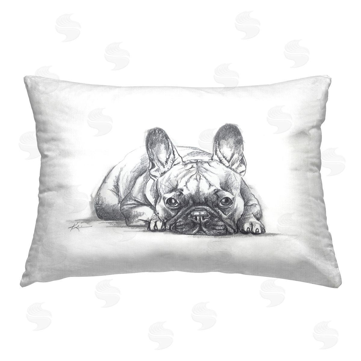 Lindsay Kivi Fine Art French Bulldog Naptime Printed Plush Polyester Throw Pillow