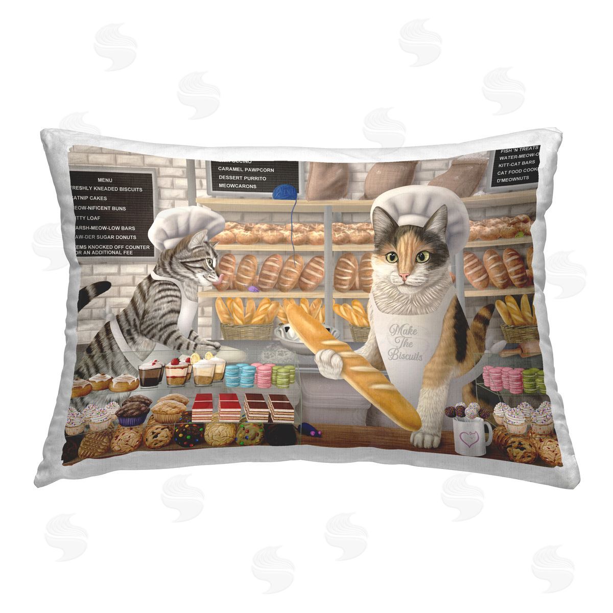 Mehu Art Meow Bakery Funny Cats Printed Plush Polyester Throw Pillow