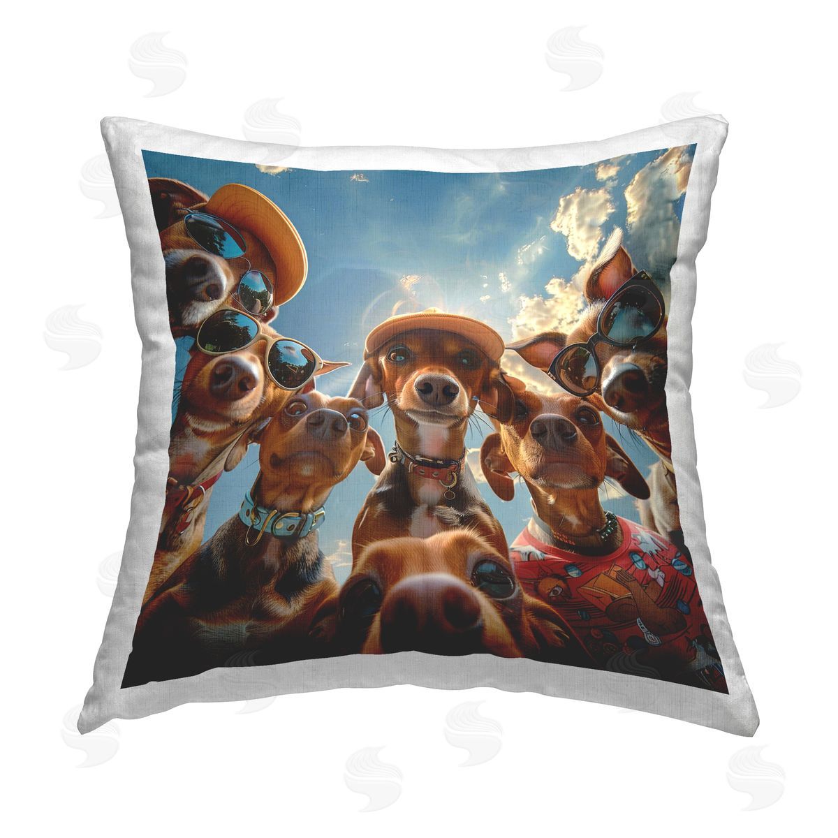 Jim Baldwin Funny Wiener Dog Selfie Printed Plush Polyester Throw Pillow
