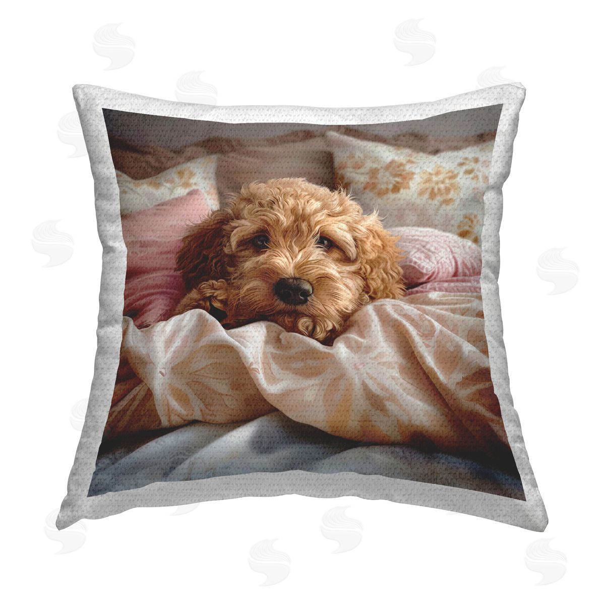 Jim Baldwin Nap Time Cuddling Pup Outdoor Quick-Dry Polyester Printed Throw Pillow