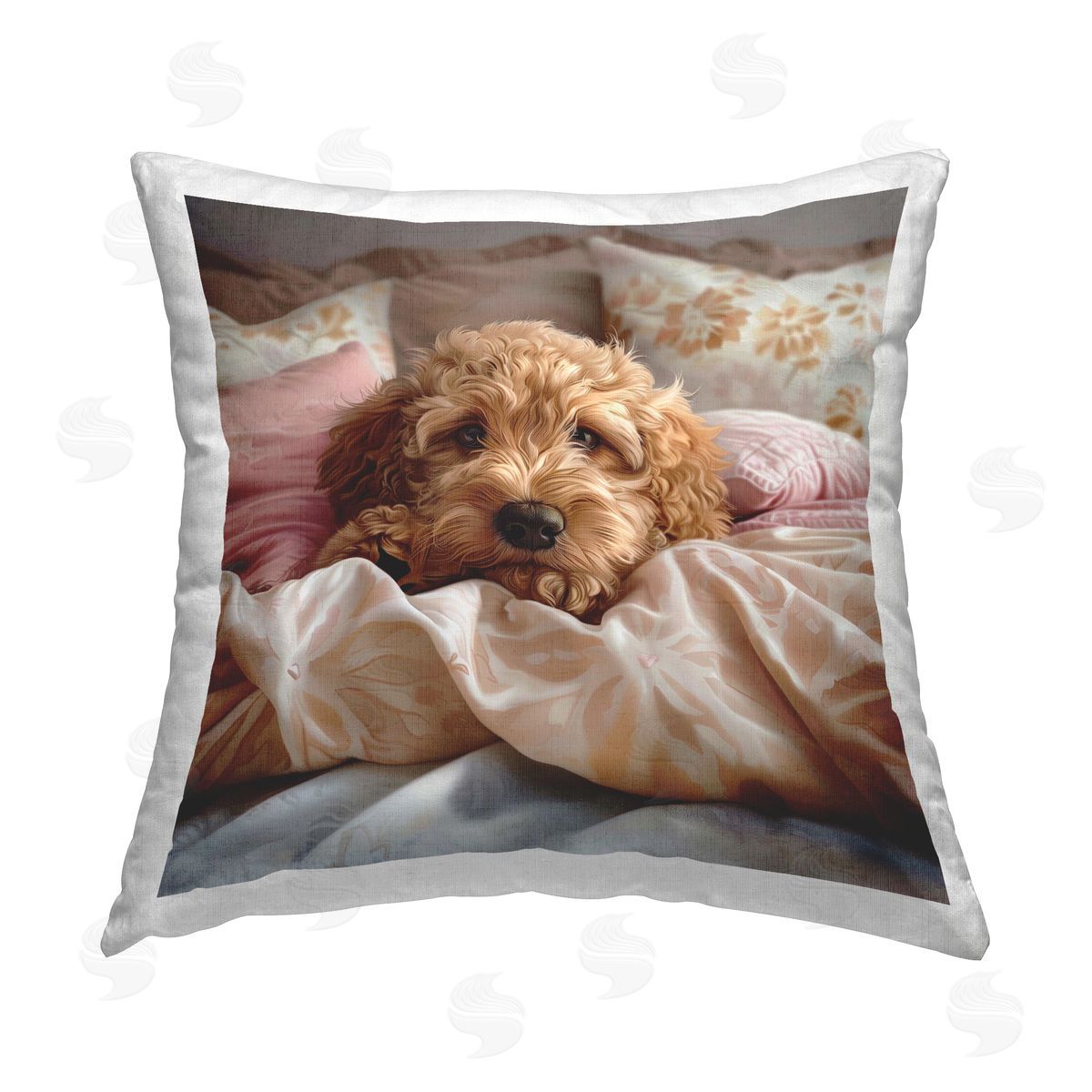 Jim Baldwin Nap Time Cuddling Pup Printed Plush Polyester Throw Pillow