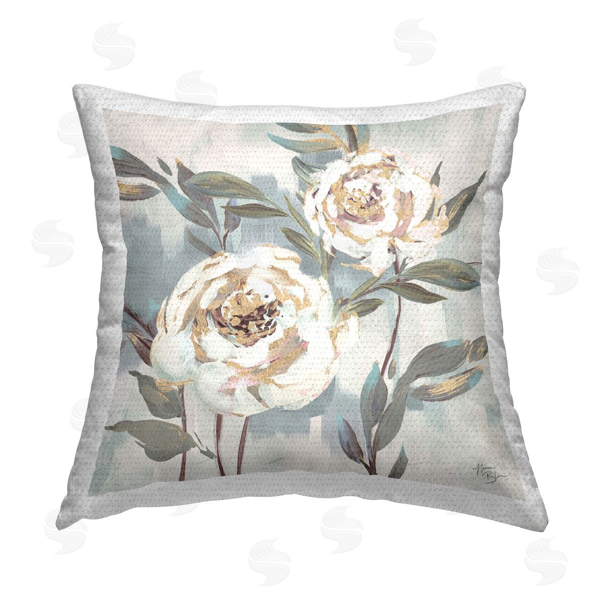 Nina Blue Two Country Blossoms Outdoor Quick-Dry Polyester Printed Throw Pillow